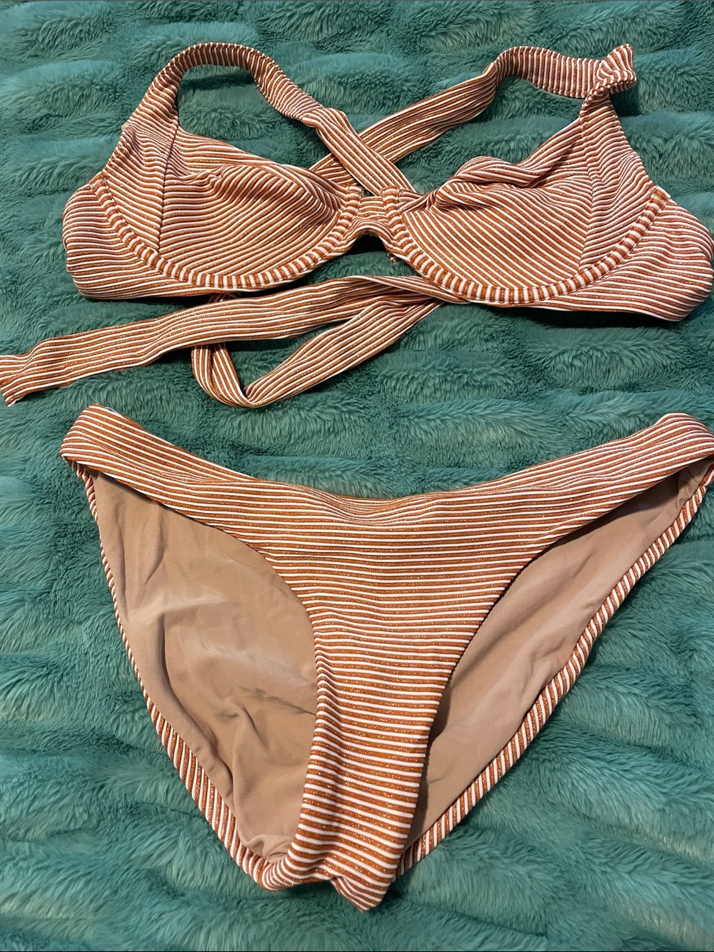 PQ Swim Rust and White Striped Women's Bikini